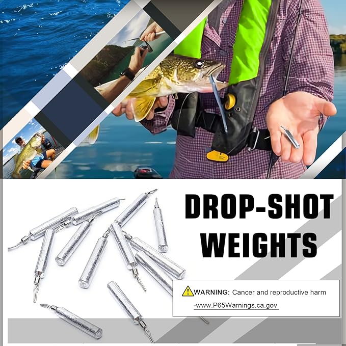 AMYSPORTS Drop Shot Weights Fishing Lead Drop Saltwater Fishing Weight Freshwater Drift Sinker Fishing Weight Bass Rig Cylinder Removable Catfishing