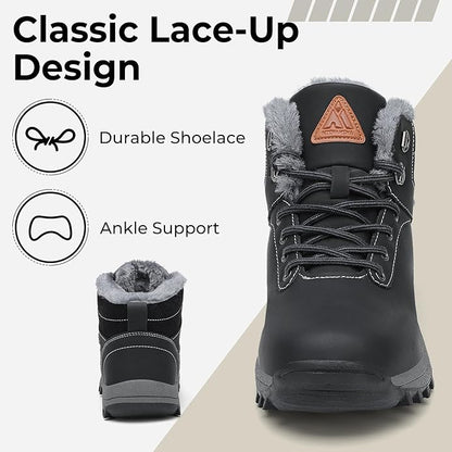 Mishansha Men's Waterproof Snow Boots, Insulated Warm Lined Winter Boot for Cold Weather, Non-Slip Outdoor Trekking Hiking Shoes Size 4-13.5