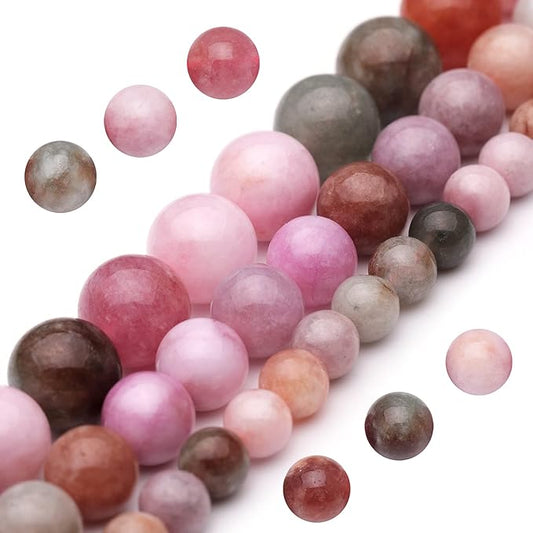 Youngbling Natural Gemstone Beads for Jewelry Making,6mm Rainbow Stone Jade Polished Round Smooth Stone Beads for Bracelet Necklace 15 Inch