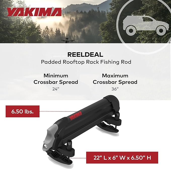 Yakima Fishing Pole Rod Car Rack Mount, ReelDeal 4 Ski & 2 Snowboard Holder w/ SKS Locks - Heavy-Duty and Portable Vehicle Storage Accessories for Travel Organization