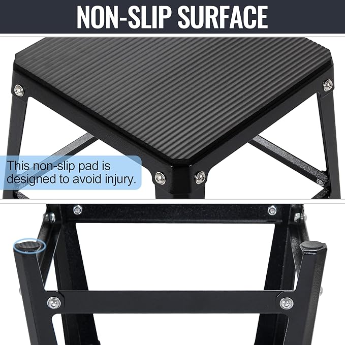 Metal Plyometric Jumping Box, Steel Fitness Exercise Jump Platforms Box for Conditioning Strength and Agility Training, 12 Inch Anti-Slip Workout Step Up Box for Home Gym