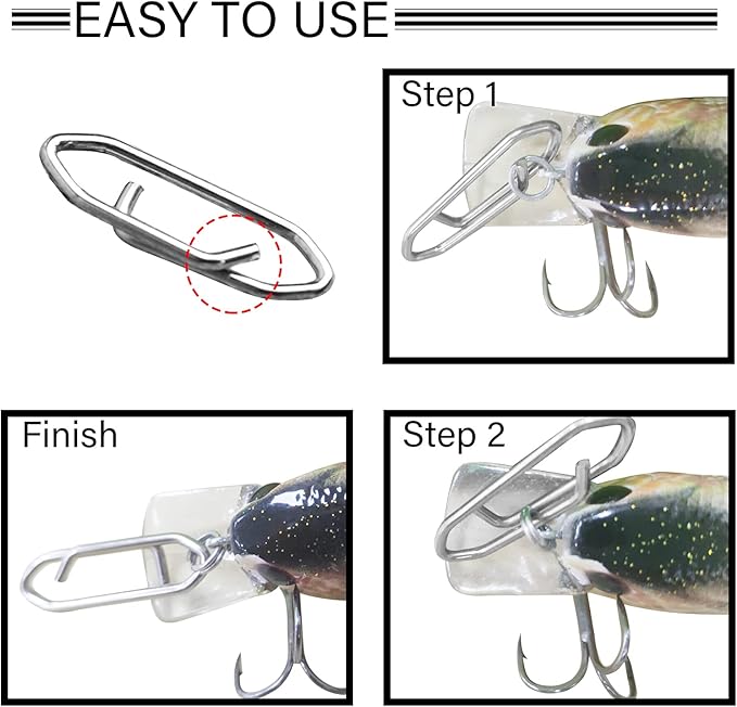 Atibin Stainless Lock Snaps Swivel Steel Saltwater Connector Fishing Snap Line High Strength Fishing Clip Power Lure Connector