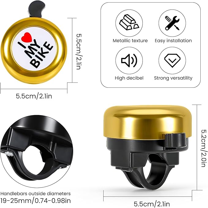 Bike Bell, Classic Nostalgic Bell, Loud Sound, Bicycle Accessories, Kids Bike Bell and Balance Car Bell, Adult Bicycle Bell,Red/Yellow/Blue - 3 Colors