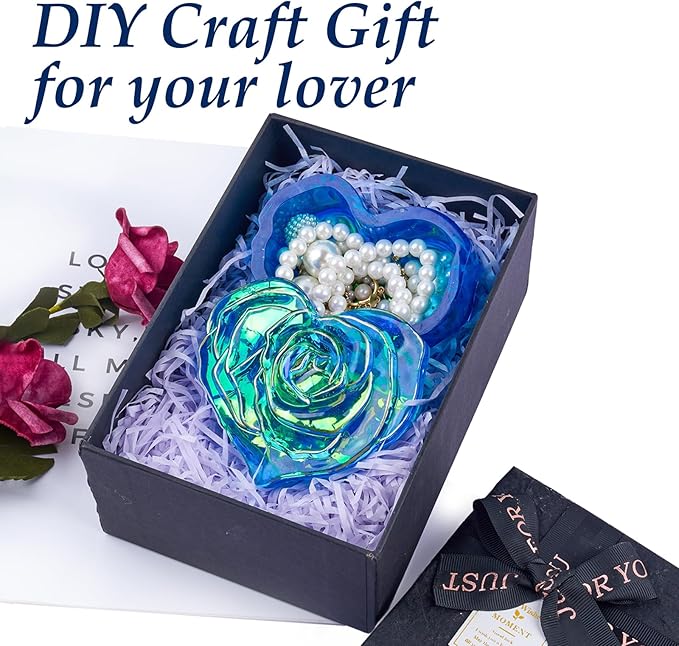 Heart Jar Resin Mold with Rose Lid Epoxy Resin Storage Box Casting Molds DIY Jewelry Trinket Candy Container Silicone Mould Concrete Cement Plaster Planter Candle Vessel Craft Silicone Molds