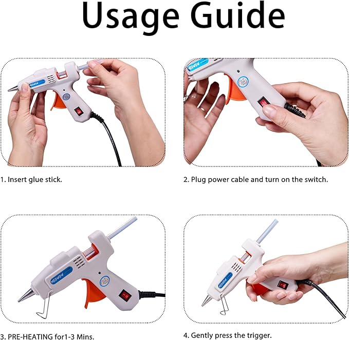 20W Mini Hot Glue Gun with 30 Glue Sticks Set, Fast Preheating Hot Melt, High Temp for Crafts, DIY, and Quick Home Repairs