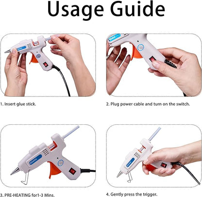 20W Mini Hot Glue Gun with 30 Glue Sticks Set, Fast Preheating Hot Melt, High Temp for Crafts, DIY, and Quick Home Repairs