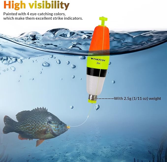 THKFISH Fishing Bobbers 5PCS EVA Foam Round Floats Red/Green Snap-On Spring Fishing Buoy Accessories for Freshwater Saltwater