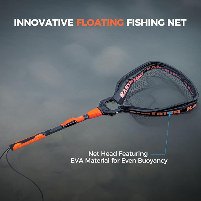 KastKing Titanet Fishing Net, Durable Aluminum Handle, Non-Slip Hi-Vis Grip, Compact Bag & Lanyard, Ideal for Kayak, Lake, Fly, or River Fishing, 2 Net Options