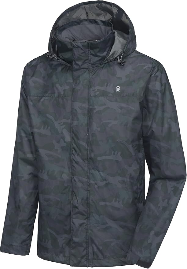 Little Donkey Andy Men's Waterproof Rain Jacket Outdoor Lightweight Rain Shell Coat for Hiking,Golf,Travel