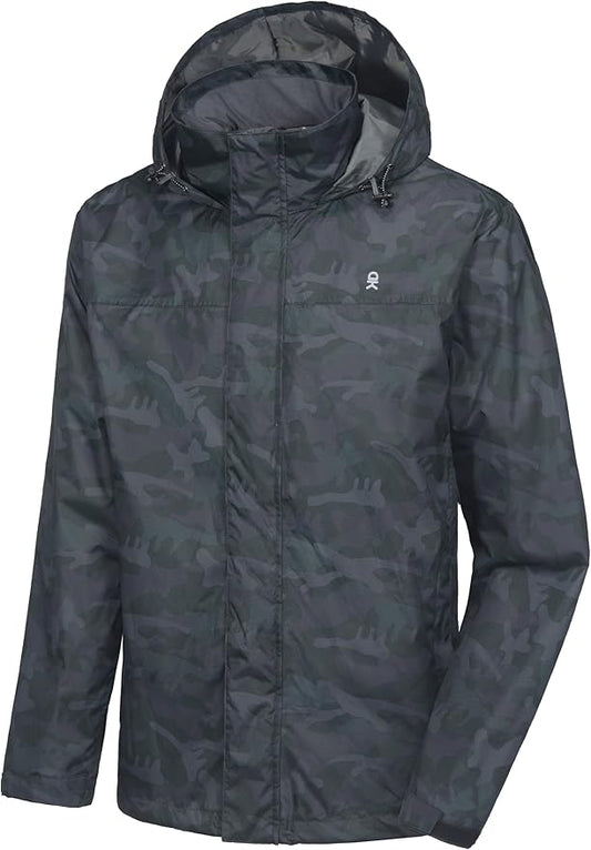 Little Donkey Andy Men's Waterproof Rain Jacket Outdoor Lightweight Rain Shell Coat for Hiking,Golf,Travel