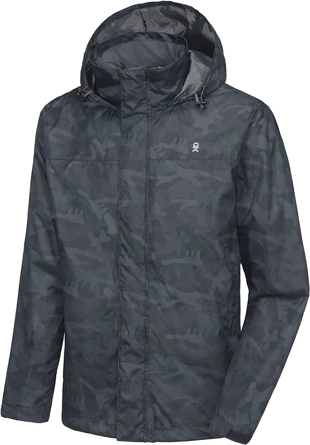 Little Donkey Andy Men's Waterproof Rain Jacket Outdoor Lightweight Rain Shell Coat for Hiking,Golf,Travel