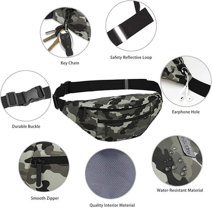 MAXTOP Large Crossbody Fanny Pack with 4-Zipper Pockets,Gifts for Enjoy Sports Festival Workout Traveling Running Casual Hands-Free Wallets Waist Pack Phone Bag Carrying All Phones