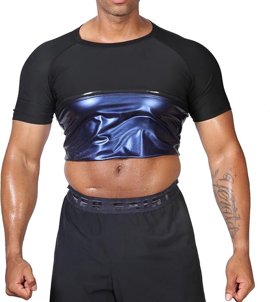 Sauna Sweat Suits Shirt for Men Sweat Suit Compression T-Shirt Workout Sports Shapewear Gym Exercise Jacket