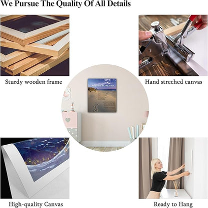 Footprints in the Sand Wall Art Decor, Footprints in the Sand Canvas Prints Wall Art, Inspirational Christian Poem Wall Poster Gift, Beach Picture Wall Art for Living Room Beach Office 32"Wx48"HInches