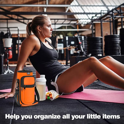 Nuovoware Water Bottle Carrier Bag,25oz/40oz/64oz Bottle Pouch Holder,Adjustable Shoulder Hand Strap 2 Pocket Sling Neoprene Sleeve Sports Accessories for Hiking Travelling Camping