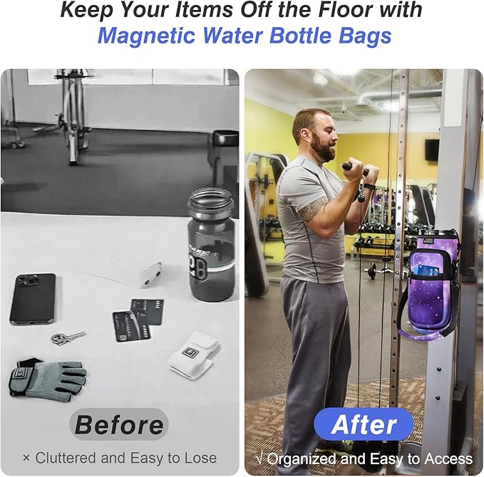 Nuovoware Water Bottle Carrier Bag,25oz/40oz/64oz Bottle Pouch Holder,Adjustable Shoulder Hand Strap 2 Pocket Sling Neoprene Sleeve Sports Accessories for Hiking Travelling Camping