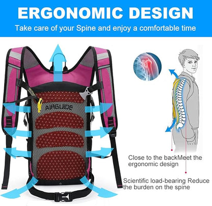 INOXTO Hydration Pack Backpack，18L Hydration Pack Lightweight Water Backpack with 2L Water Bladder Bag Daypack for Hiking Running Cycling Camping Hunting for Women Men