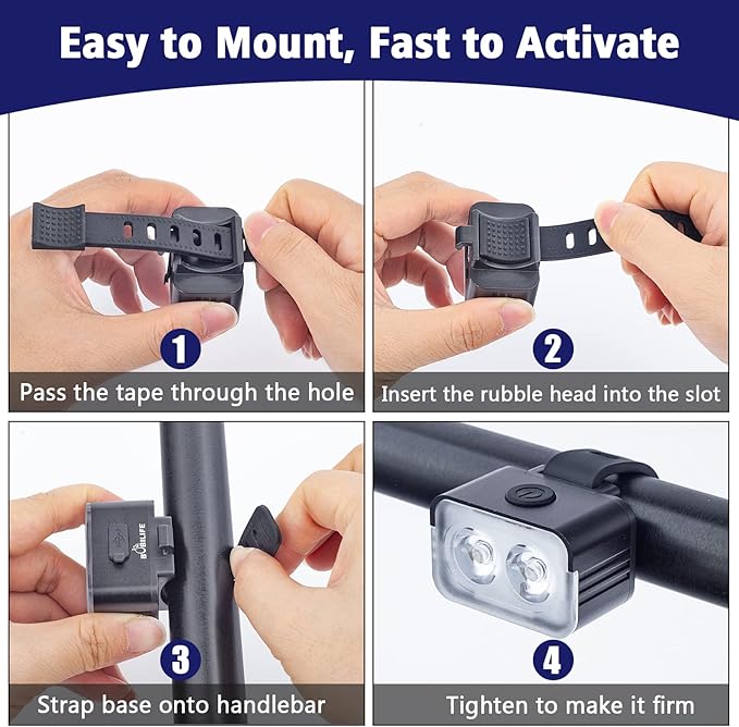 Powerful Rechargeable Bike Light Set - Smart Multi-Modes Ultra Bright Bicycle Front and Rear Lights with Spot & Flood Beams, Waterproof Headlight Taillight Set for Mountain, Road, Kids & City Bicycles