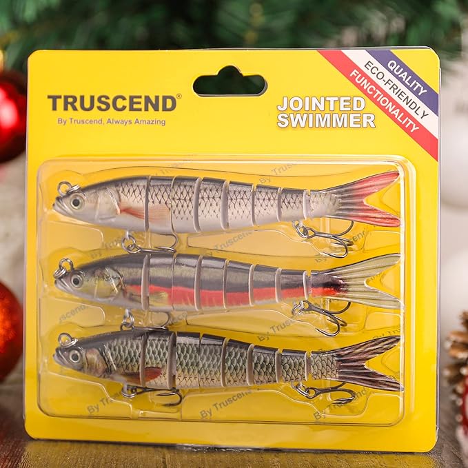 TRUSCEND Easy Catch Swimmax, Magic Noisy Turbulent Wiggling and Vibrating Actions for More Bites, Segmented Swimbait Jointed by Dyneema Strongest Fiber, Lifelike Fishing Lures for Relax Family Fishing