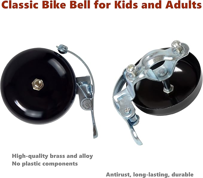 Classic Bell, Loud Crisp Clear Sound Bicycle Accessories for Adults Youths, Stylish Horn for Road and Mountain Bikes