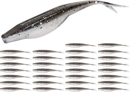 Forked Tail Soft Baits- Realistic Jerk Bait & Fluke Action Soft Lures for Bass, Trout & Crappie - Versatile Freshwater & Saltwater Fishing Bait (2.75"-5")