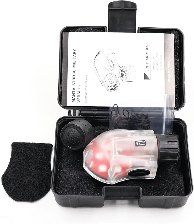 Tactical Helmet Light IR Strobe Military Identification Light with LED Visible Light Constant-on & Strobe Survival Signal Light (Black-Red)