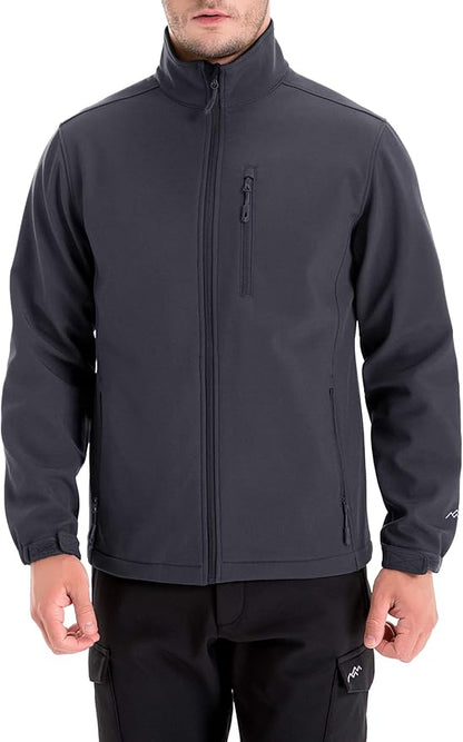 TRAILSIDE SUPPLY CO. Men's Softshell Jacket Fleece Lined Windbreaker,Lightweight Water Resistant Winter Coat