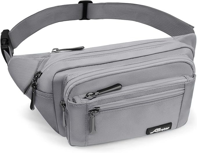 Waist Pack Bag Fanny Pack for Men&Women Hip Bum Bag with Adjustable Strap for Outdoors Workout Traveling Casual Running Hiking Cycling (New Grey)