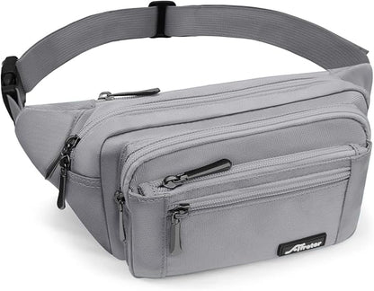 Waist Pack Bag Fanny Pack for Men&Women Hip Bum Bag with Adjustable Strap for Outdoors Workout Traveling Casual Running Hiking Cycling (New Grey)