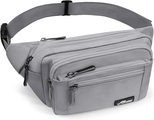 Waist Pack Bag Fanny Pack for Men&Women Hip Bum Bag with Adjustable Strap for Outdoors Workout Traveling Casual Running Hiking Cycling (New Grey)