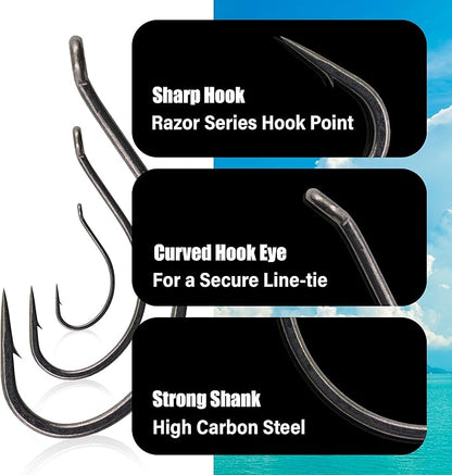 Reaction Tackle Dropshot Hooks – Split Shot or Drop Shot Fishing Hooks for Bass, Walleye & More (50-Pack)
