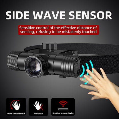 Headlamp Rechargeable, Super Bright Zoomable Headlamps, IPX6 Waterproof, 6 Modes Head lamp LED Rechargeable, Long Running Time Headlight, Hiking, Camping, Outdoors, Work, Family Safety (T11B)