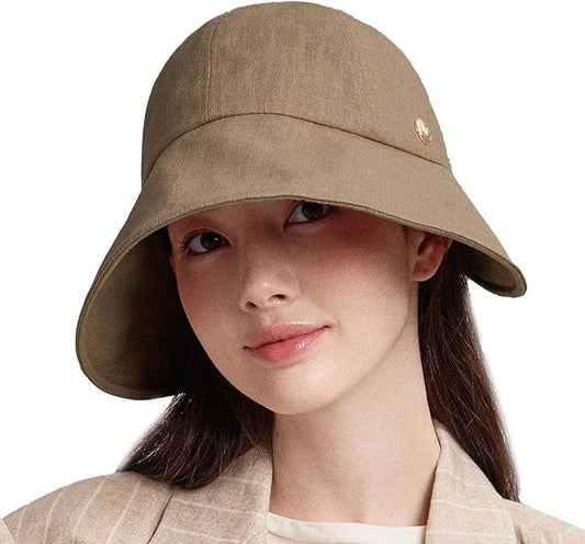 WHITE SANDS MOJA Linen Victorian Bonnet Hat Sun Cap, Foldable Summer Visor | New Katy