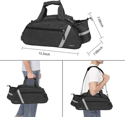 MOSISO Bike Rack Bag, Waterproof Bicycle Trunk Pannier Rear Seat Handbag Cycling Bike Carrier Reflective Backseat Cargo Storage Luggage Saddle Shoulder Bag with Water Bottle Holder&Handle