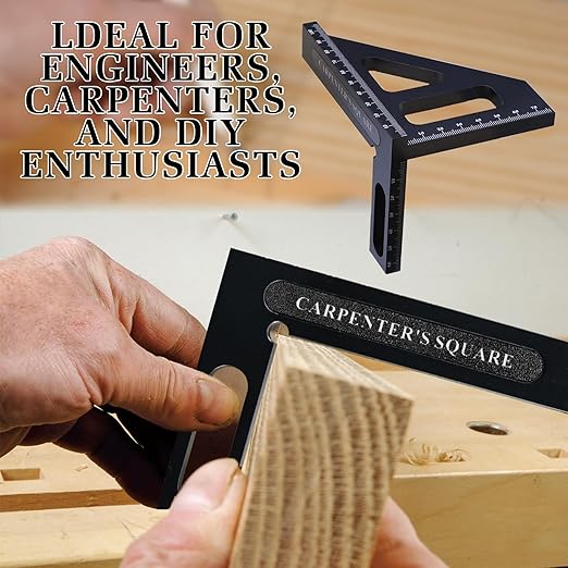 Woodworking Square Ruler, Multi-Angle Measuring Ruler,45/90 Degree Aluminum Alloy Drawing Line, Miter Triangle Ruler, High Precision Layout Measuring Tool for Engineers, Carpenters, and Craftsmen