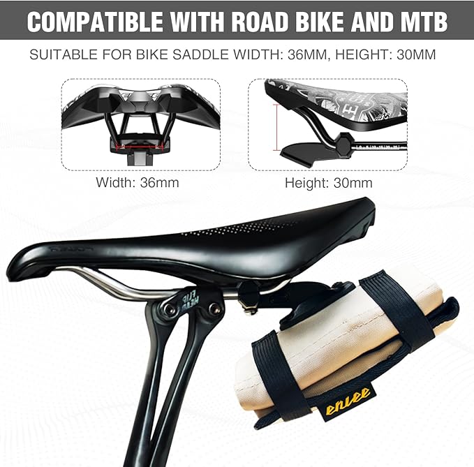 WEEROCK Bike Saddle Bag for Bicycle Tool, Foldable Small Size Waterproof Bike Seat Bag for Bike Repair Tools,Beige