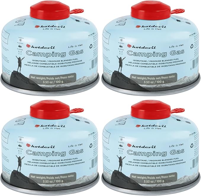 Isobutane Fuel Canister 100 Gram Camping Stove Fuel Butane Backpacking Stove Fuell Camping Fuel Canister Isobutane Propane Fuel Canister 4 oz(4 Pack)