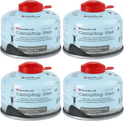 KOMAN Isobutane Fuel Canister 100 Gram Camping Stove Fuel Butane Propane Blend Camping Fuel Gas Canister Butane Fuel Canister Backpacking Stove Fuel (4 Pack)