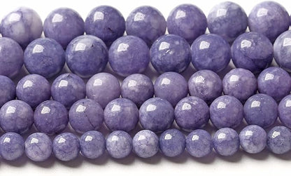 90PCS 8MM Lavender Purple Chalcedony Stone Loose Beads for Jewelry Making DIY Bracelet Necklace