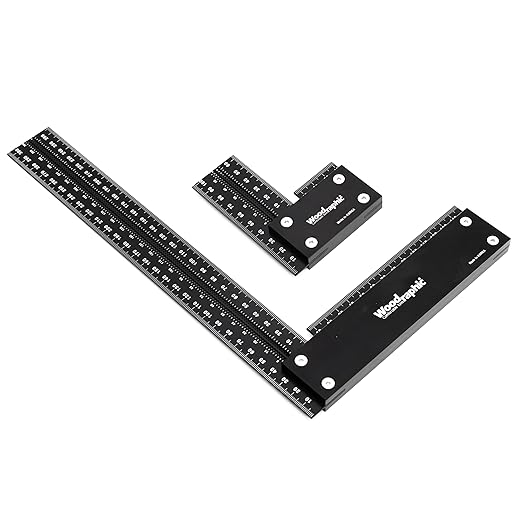 Precision Square Set – 100mm + 300mm Metric Aluminum Ruler Bundle | Triangle Layout Tools with Side Scale | 90 Degree CNC Square for Woodworking & Cabinet Making