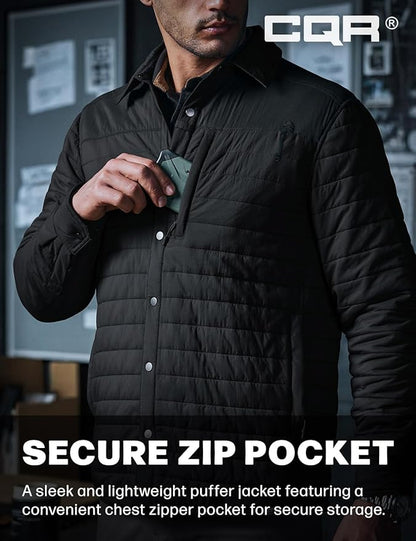 CQR Men's Lightweight Insulated Jacket, Windproof Packable Water Resistant Warm Active Coat for Hiking Work Outdoor Tactical