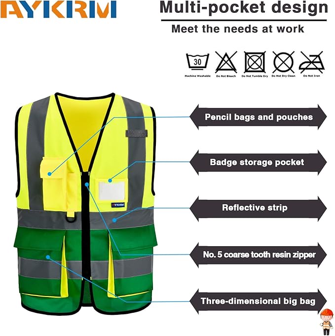 A-SAFETY High Visibility Reflective Safety Vest Customize Logo (XS-8XL)