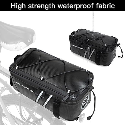 Bike Rear Rack Bag Waterproof Ebike Mountain Bicycle Saddle Bag 7L Cycling Pannier Trunk with Reflector & Adjustable Cord for Commuter Travel Outdoor