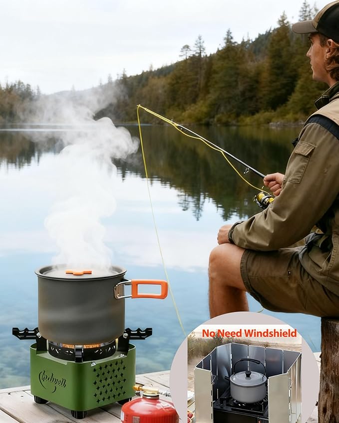 Indwell Single Burner Propane Stove, Camping Stove with Infrared Burner, Adjustable Flame Portable Camp Stoves for Emergencies, Outdoor Cooking, Hiking, Fishing, Portable with Carrying Bag