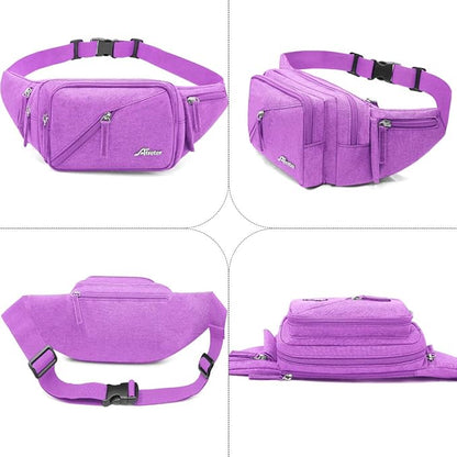 Fanny Pack Waterproof Waist Bag Pack Men Women Hip Bum Bag With Water Bottle Holder Adjustable Strap Suitable For Outdoors Workout Traveling Hiking Cycling Dog Walking Pouch Bag(Purple)