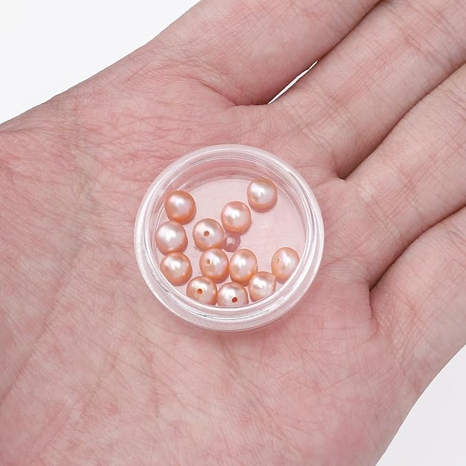 Natural Half Drilled Pearl Beads Pink 4.5-5mm 12pcs AAAA Freshwater Cultured Loose Gemstone Beads for DIY Stud Earring Jewelry Making