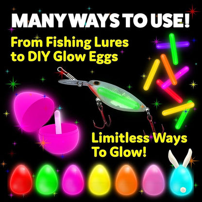 PartySticks Mini Glow Sticks 200 Pack Glow-in-the-Dark Small, for Easter Eggs, 5 Colors, Neon Light Sticks Bulk Party Favors, Easter Basket Stuffer Party Pack, Weddings Classroom Decorations Prizes