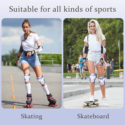 Bienbee Knee Pads for Men, Knee Pads Wrist Guard Knee and Elbow Pads Adult Protective Gear Set for Skateboard, Roller Skating, for Women Men Youth Adult Kids