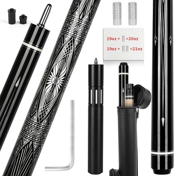IIQ Pool Cue Stick: 3 in 1 Unique Billiard Pool Cue Pioneer Sticks with 2 Weight Increasing Screws Extension Rod, Cool Bag, Joints Protectors