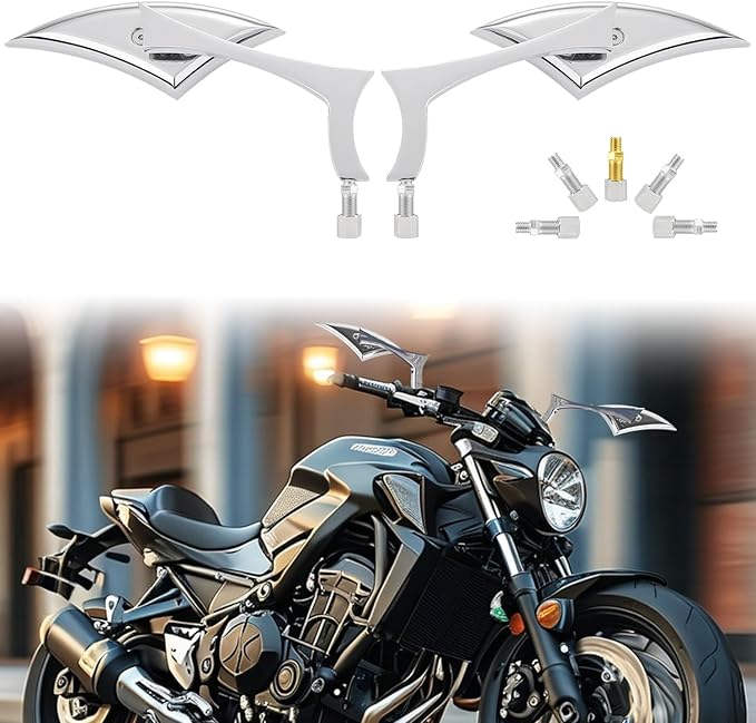 Sturdy Harley - Davidson Motorcycle Mirrors, Sporter Spear Blade Softail Rear View Side Mirrors for 1982-2018 2019 2020 Street Glide Scooter Cruiser Highway Riding and Urban Commuting (White)